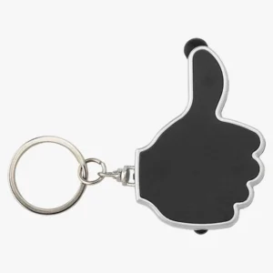 C63s 3 in 1 Thumbs Up Keychain with Stylus and LED Light — Black