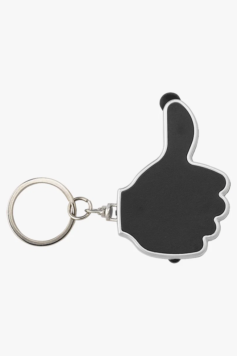 C63s 3 in 1 Thumbs Up Keychain with Stylus and LED Light — Black