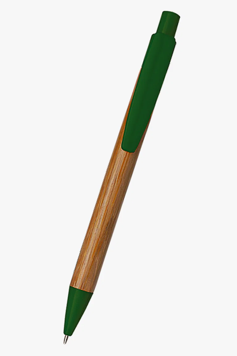 C63s Bamboo Ballpoint Pen with Plastic Trims — Green