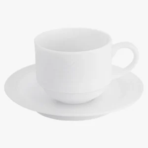 C63s Arctic White Stackable Espresso Cup and Saucer 100ml — White
