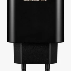 C63s IND 3.1AMP Dual USB Wall Charger With Micro-USB & Type-C Cab — Black