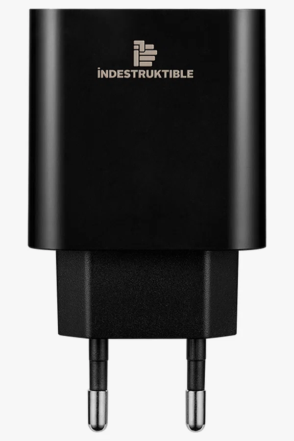 C63s IND 3.1AMP Dual USB Wall Charger With Micro-USB & Type-C Cab — Black