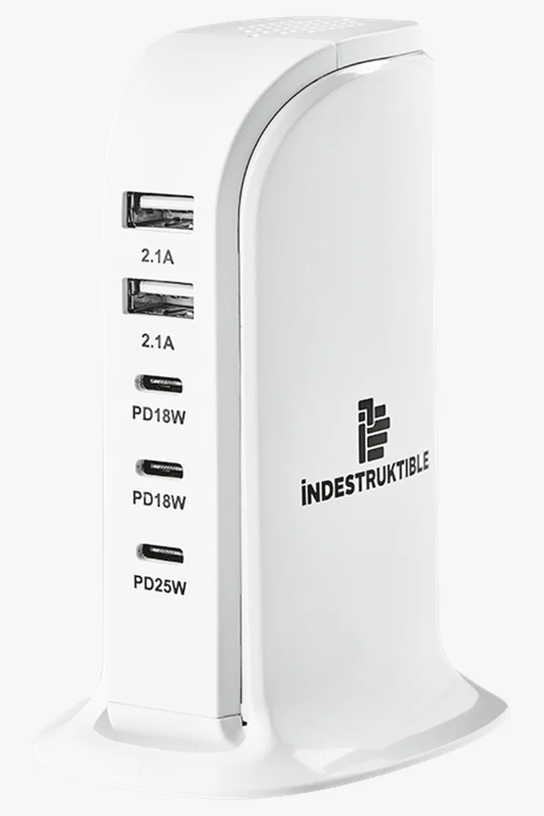 C63s IND 5 Port P.D + USB Gan Charger — White