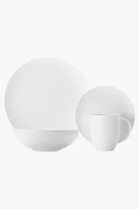 C63s White Basics Diamonds Dinner Set 16 Piece — White