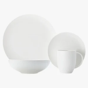 C63s White Basics Diamonds Dinner Set 16 Piece — White