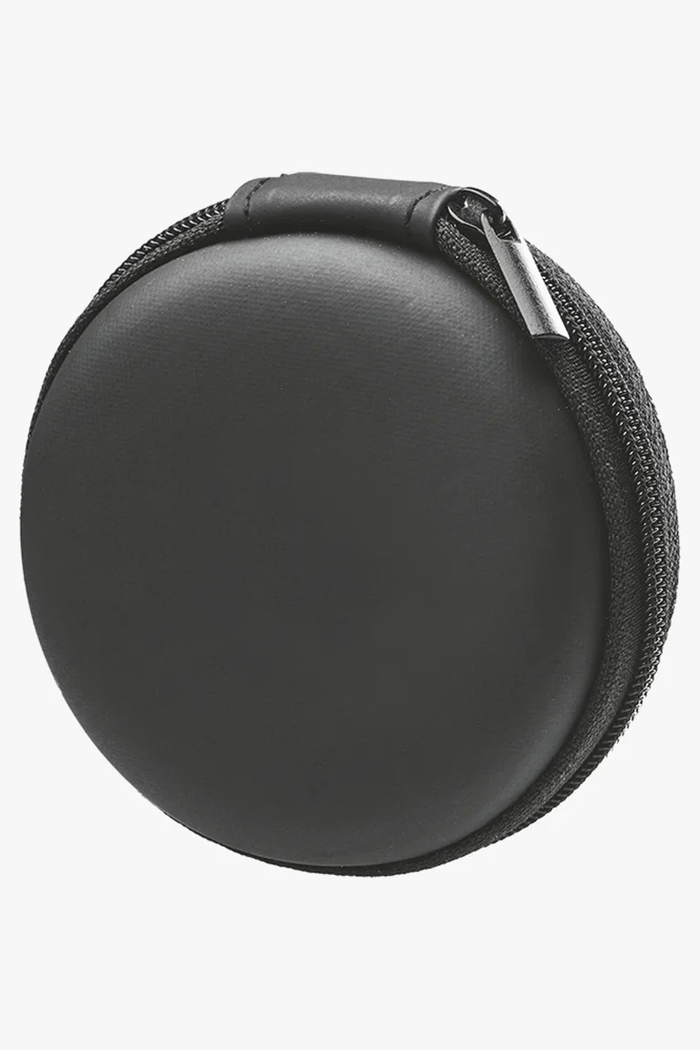 C63s IND Aux Earphone with mic in round PU case — Black