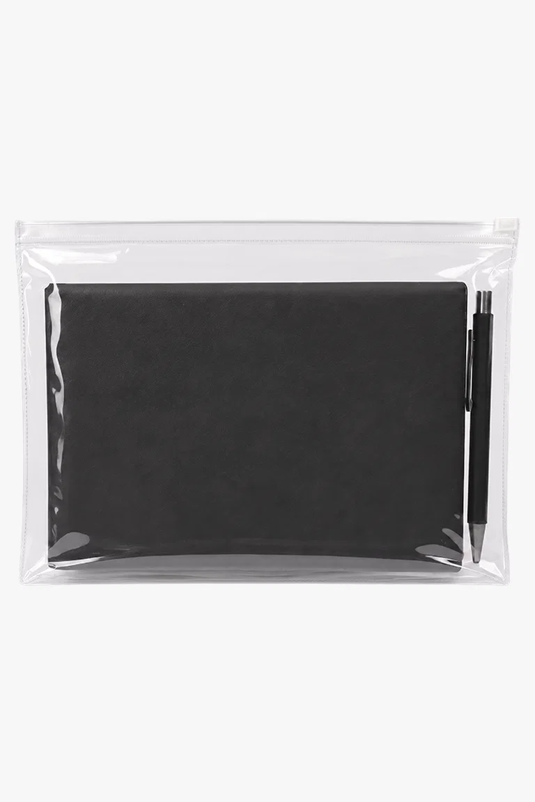 C63s Notebook - Pen In Plastic Sleeve — Black