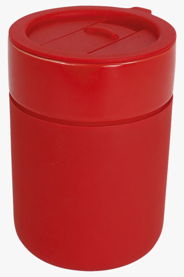 C63s 330ml Ceramic Silicone Cover Mug With Sip Slider — Red