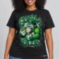 Gorilla Glue Drip on a model wearing a black graphic T-shirt with C63s.com hem branding