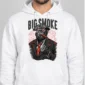 Big Smoke Hoodie on a white hoodie — model front view