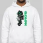 Mankind Hoodie on a white hoodie — model front view