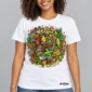 Jamaica Rhythm on a model wearing a white graphic tee with c63s.com branding
