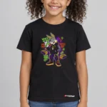 Bugs Playground Rebel Kids’ T-Shirt — black with front-only print and C63s.com hem logo