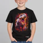 Jurassic Roar Kids’ T-Shirt — black with front-only print and C63s.com hem logo