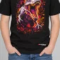 Jurassic Roar Kids’ T-Shirt — black hover with front-only print and C63s.com hem logo