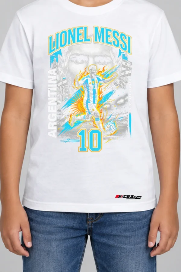 Number Ten Legend Kids’ T-Shirt — white hover with front-only print and C63s.com hem logo