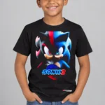 Sonic Speed Duo Kids’ T-Shirt — black with front-only print and C63s.com hem logo