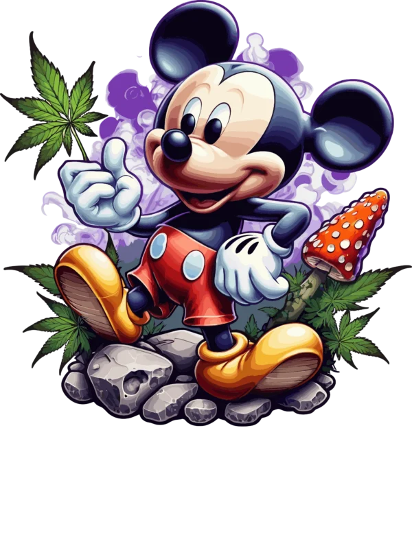 Leaf Mouse print artwork for a graphic T-shirt, available in Black and White