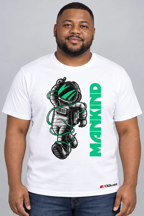 Mankind on a white garment with embroidered C63s.com logo