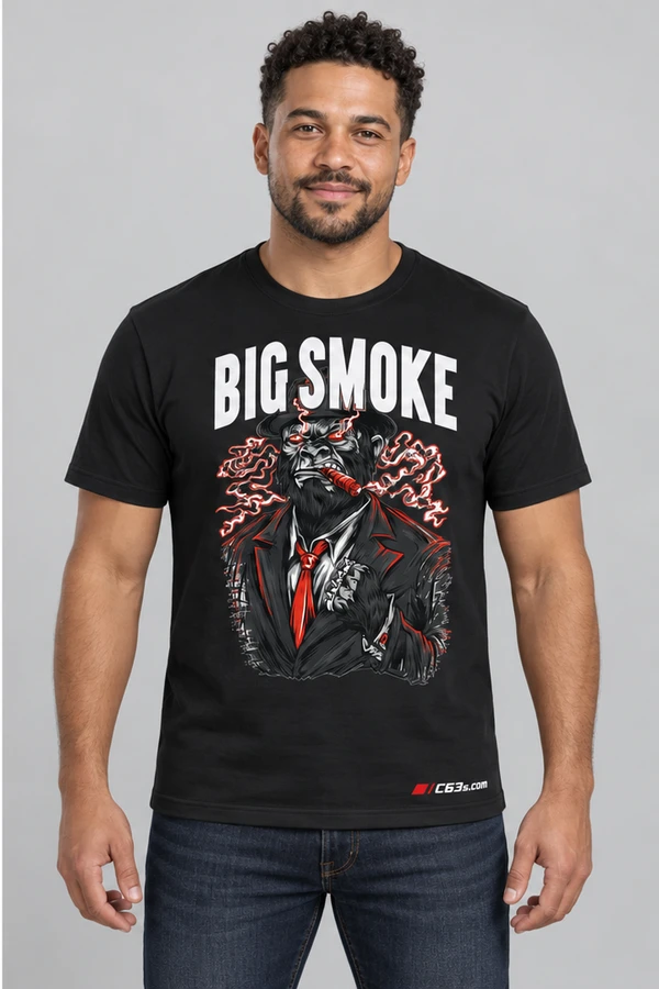 Big Smoke on a black garment with embroidered C63s.com logo
