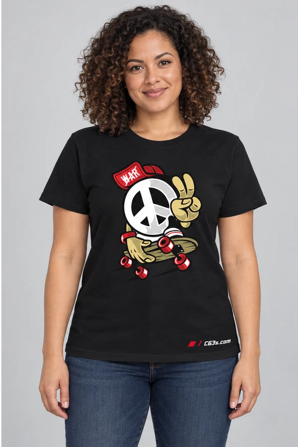 Peace Skater on a black garment with embroidered C63s.com logo