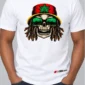 Weed Rasta Skull on a white garment with embroidered C63s.com logo