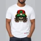 Weed Rasta Skull on a white garment with embroidered C63s.com logo