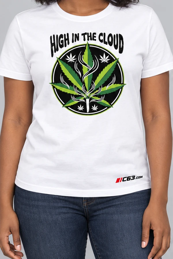 High in the Cloud on a white garment with embroidered C63s.com logo