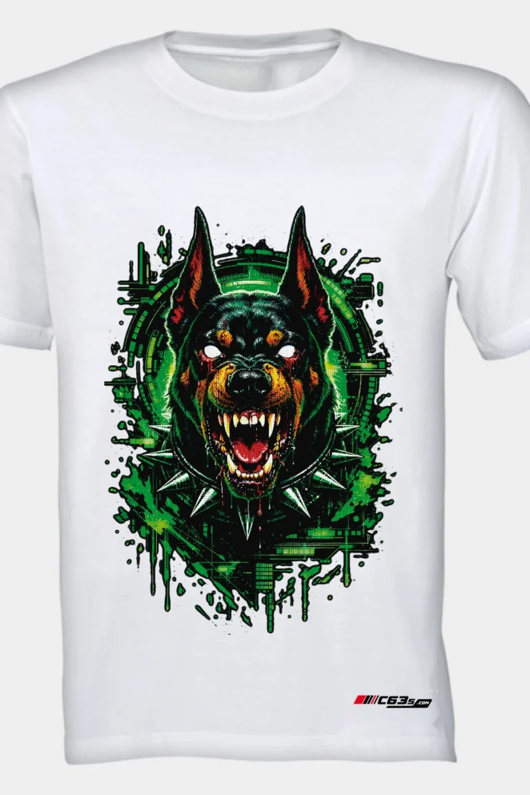 Neon Fang graphic T-shirt — White shirt-only front view showing the design