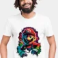 Neon Mario graphic T-shirt — White front view on the catalogue model
