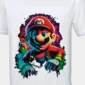 Neon Mario graphic T-shirt — White shirt-only front view showing the design