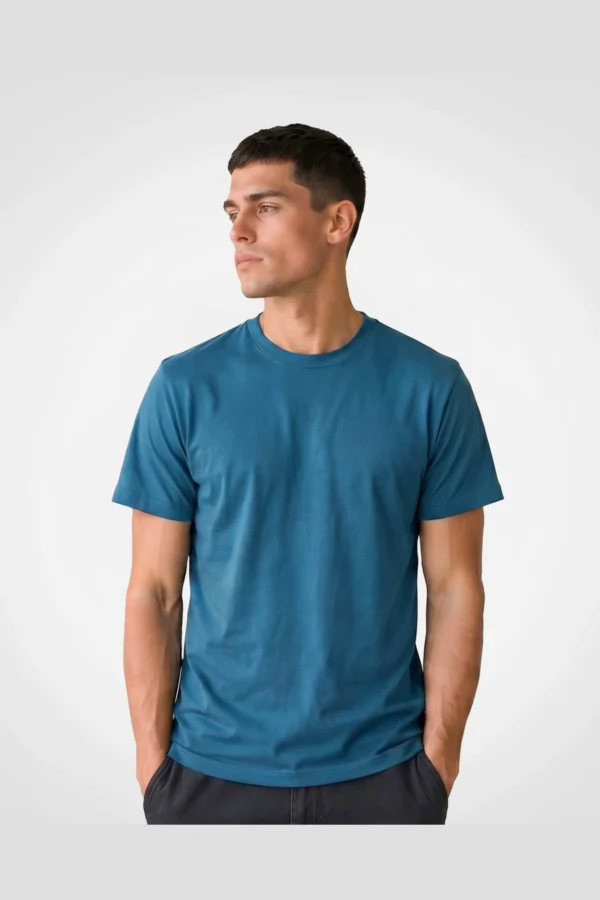 Plain 185gsm cotton tee in Airforce Blue — front view