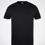 Plain 185gsm cotton tee in Black — front view