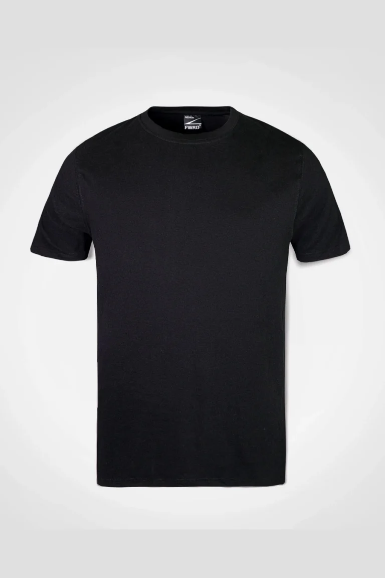 Plain 185gsm cotton tee in Black — front view