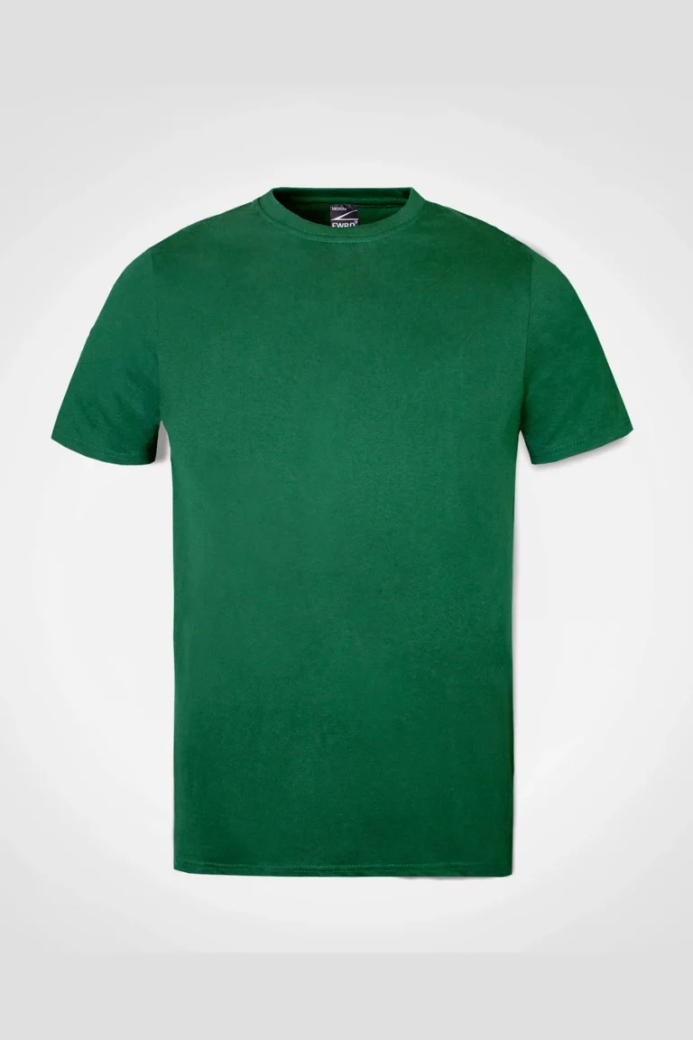 Plain 185gsm cotton tee in Bottle — front view
