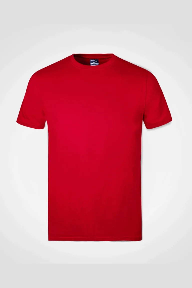 Plain 185gsm cotton tee in Red — front view