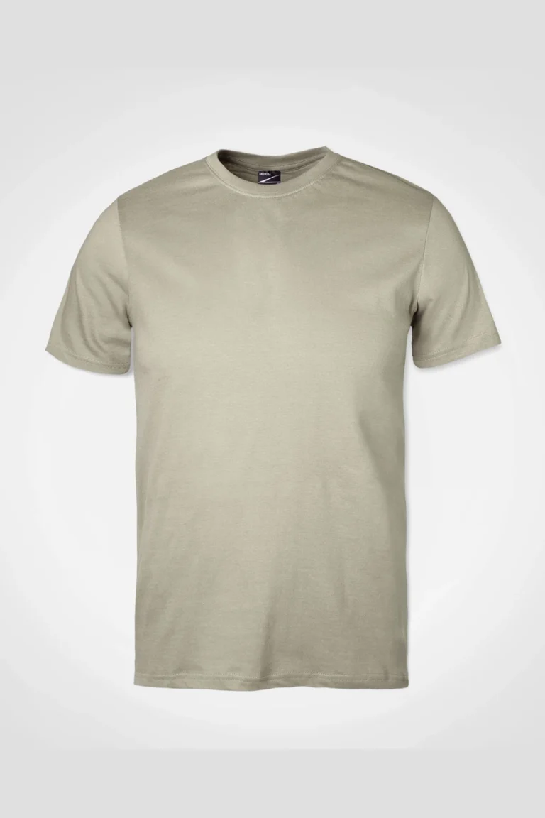 Plain 185gsm cotton tee in Stone — front view