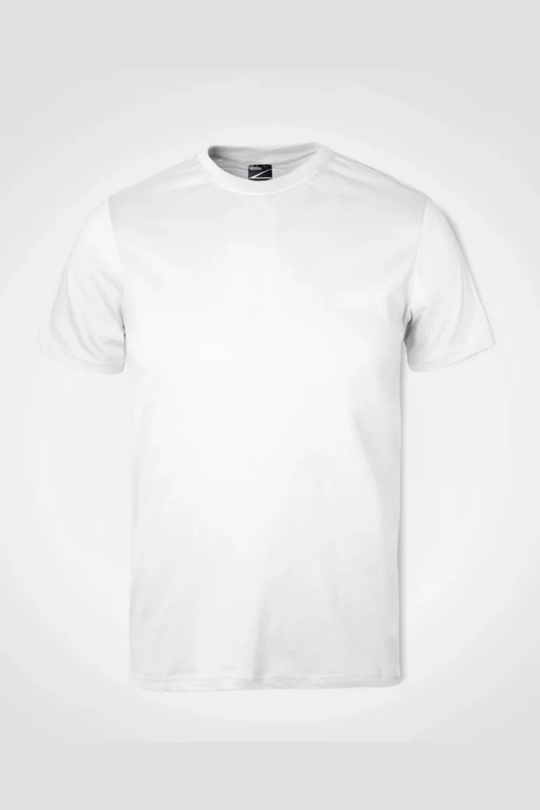 Plain 185gsm cotton tee in White — front view