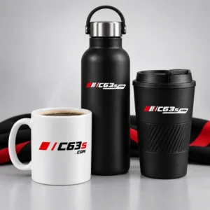C63s drinkware with contrasting logo