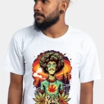 Relax & Stay High graphic T-shirt — White front view on the catalogue model