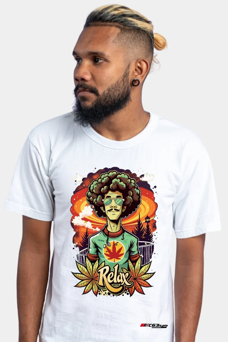 Relax & Stay High graphic T-shirt — White front view on the catalogue model