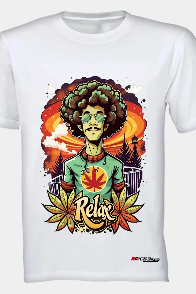 Relax & Stay High graphic T-shirt — White shirt-only front view showing the design