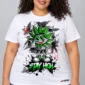 Stay High Leaf on a model wearing a white graphic T-shirt with C63s.com hem branding