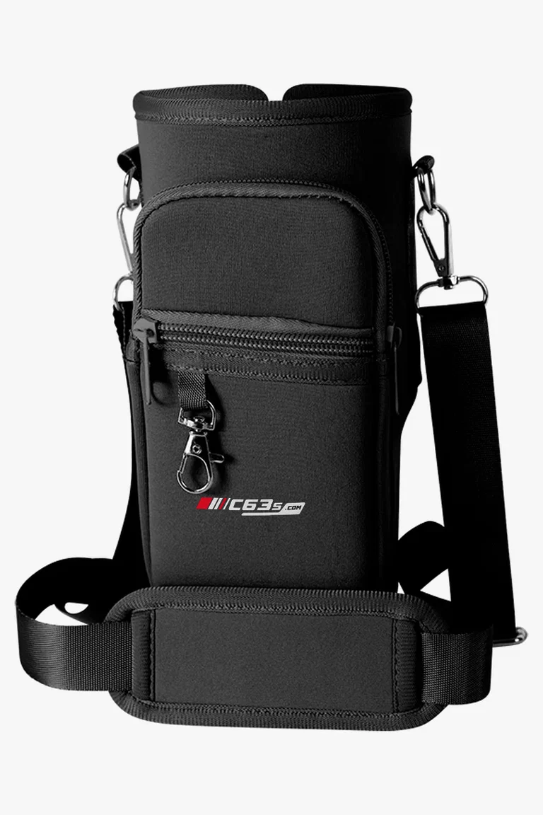 C63s Travel Cup Crossbody Carrier — C63s screen printing branding preview