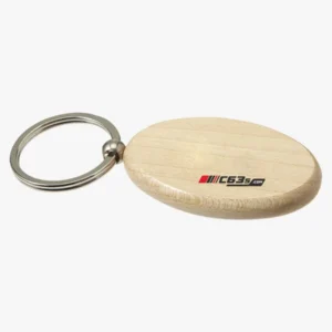 C63s Oval Wooden Keychain — C63s pad printing branding preview