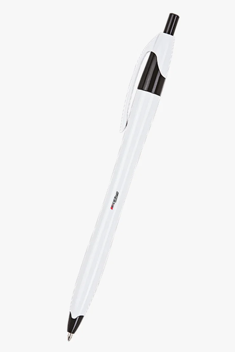 C63s Slim White Barrel Ballpoint Pen — C63s pad printing branding preview